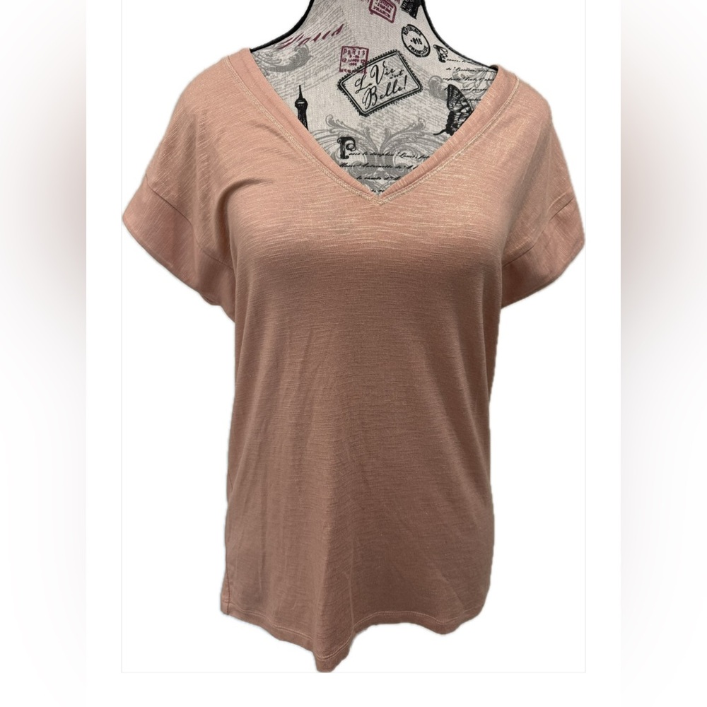 White House Black Market Casual V-Neck Short Sleeve Top